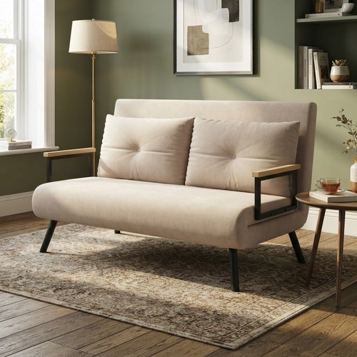 Velvet seater sofa bed - seater,
