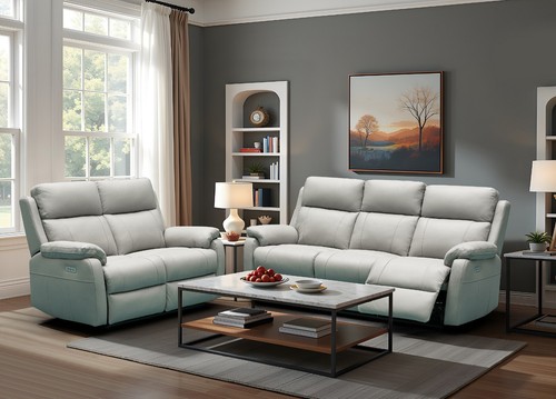 Grey italian leather seater - italian, 3