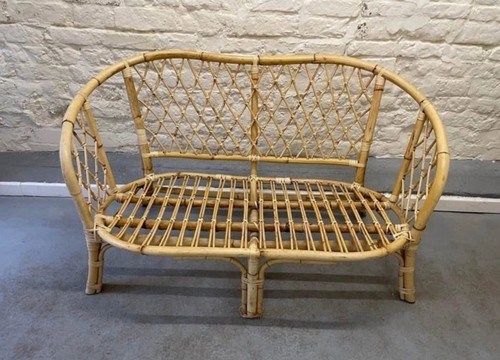 Vintage cane wicker bamboo two - wicker,