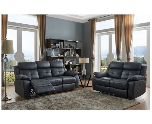Black genuine leather seater - black,
